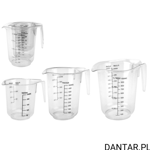 Dzbanki z miarką zestaw 0,25l 0,5l 1l a3