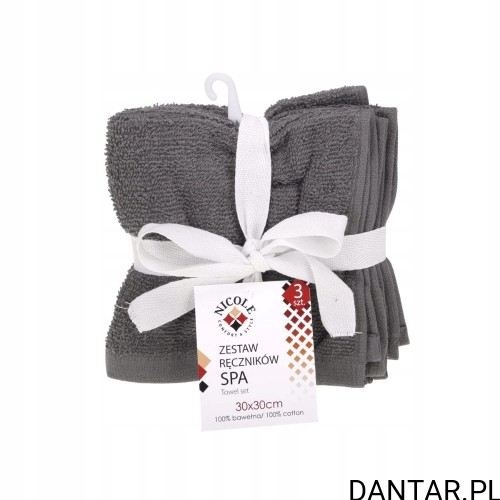 Zestaw ręczników spa 30x30 cm stalowy a3