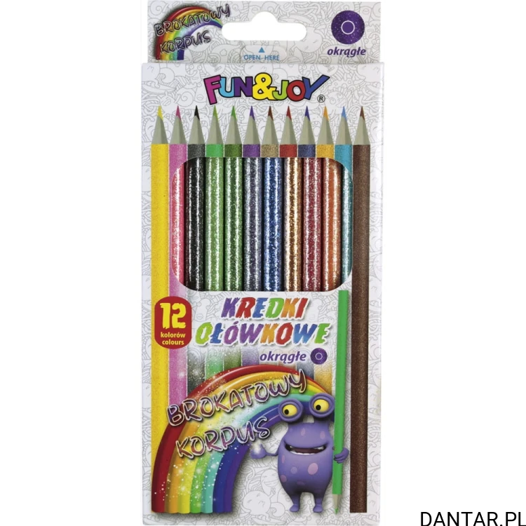 Kredki ołówkowe okrągłe brokatowy korpus Fun&Joy a12