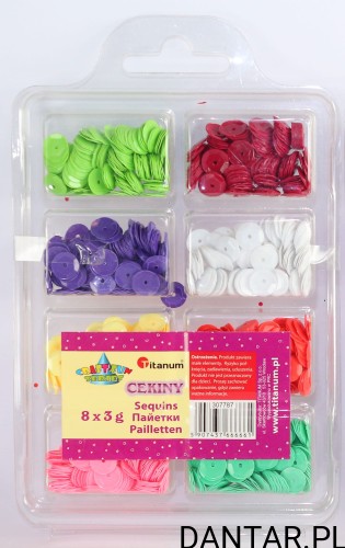 Cekiny ozdobne 3g 8mm mix kolor Titanum