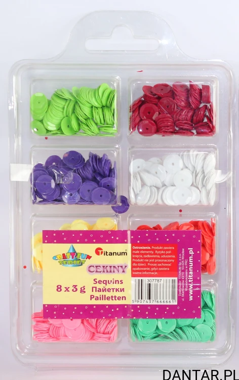 Cekiny ozdobne 3g 8mm mix kolor Titanum
