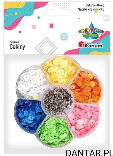 Cekiny ozdobne 4g 7mm mix kolor + szpilki Titanum