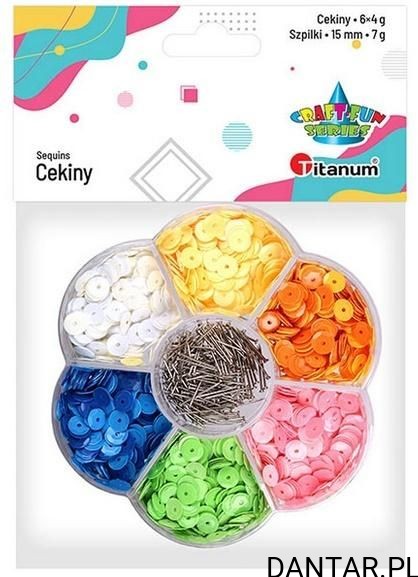 Cekiny ozdobne 4g 7mm mix kolor + szpilki Titanum