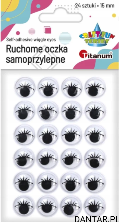 Ruchome oczka samoprzylepne rzęsy 15cm Titanum a24