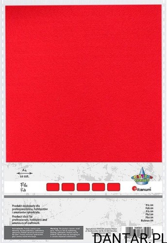 Filc dekoracyjny A4 2mm czerwony Titanum a10/1