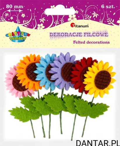 Dekoracje florystyczne 80mm kwiatki filcowe Titanum a6
