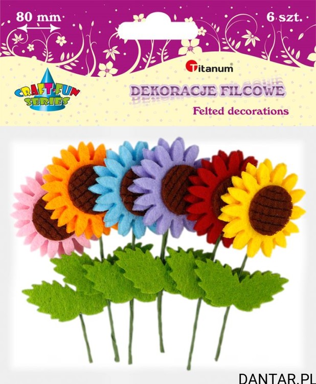 Dekoracje florystyczne 80mm kwiatki filcowe Titanum a6