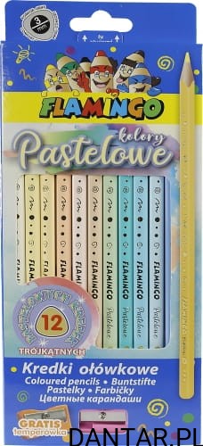 Kredki ołówkowe pastelowe trójkątne Flamingo a12