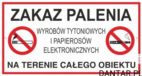 Tabliczka 30x16,5 cm ZAKAZ PALENIA wyrobów tytoniowych i papierosów elektronicznych Korfed