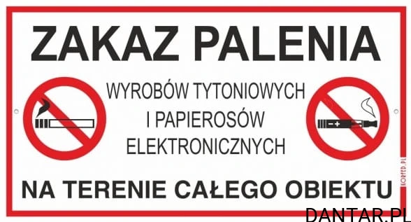 Tabliczka 30x16,5 cm ZAKAZ PALENIA wyrobów tytoniowych i papierosów elektronicznych Korfed