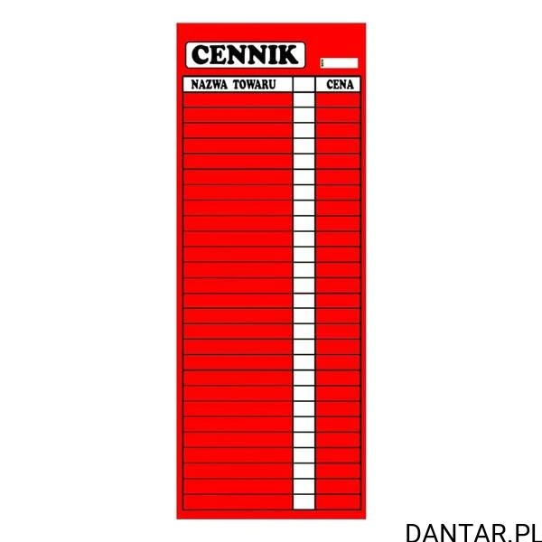 Cennik laminowany 2 A3
