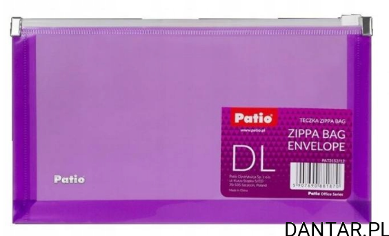Koperta DL PP na dokumenty strunowa zippa bag fioletowa Patio a1/6