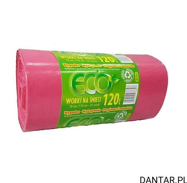 Worki 120l na śmieci czerwony ECO LD a25/20