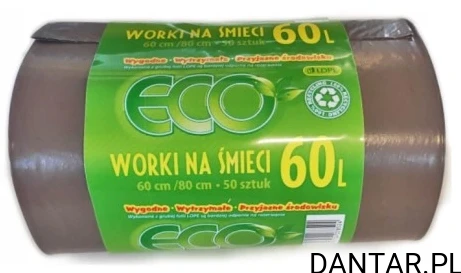 Worki 60l na śmieci brązowe LD ECO a50/20
