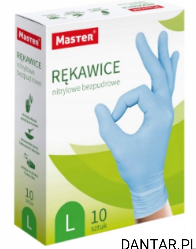 Rękawice nitrylowe L niebieskie Master a10