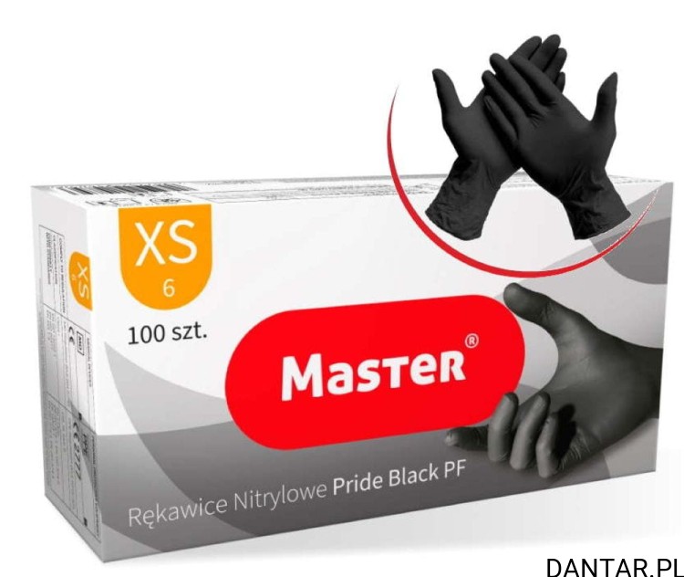 Rękawice nitrylowe XS czarne pride black PF Master a100/10