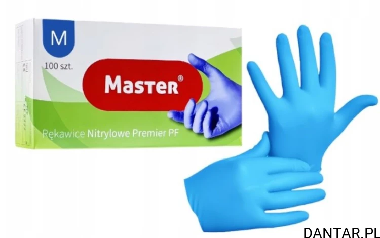 Rękawice nitrylowe M niebieskie premiere Master a100/10