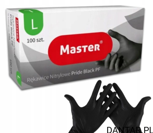 Rękawice nitrylowe L czarne Premier PF black Master a100/10