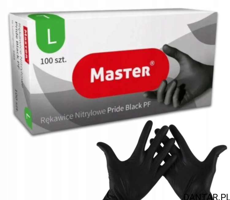 Rękawice nitrylowe L czarne Premier PF black Master a100/10