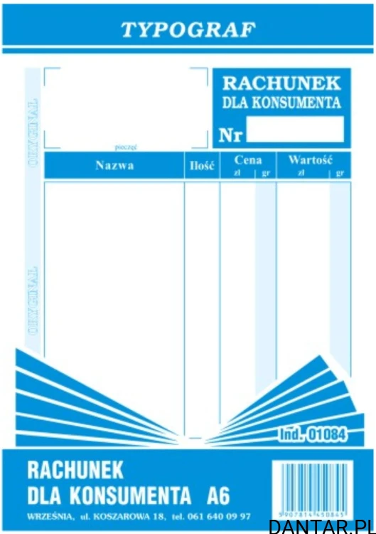 Druk Rachunek dla konsumenta A6 01084 Typograf a1/5