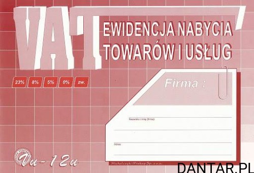 Druk ewidencja VAT nabycia towarów i usług A5 /5 4