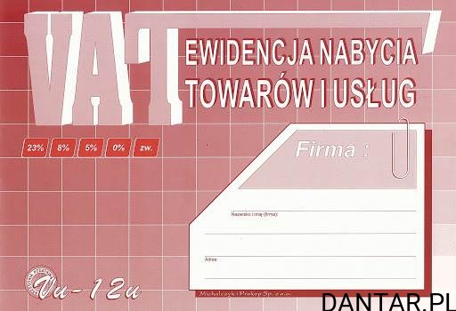 Druk ewidencja VAT nabycia towarów i usług A5 /5 4