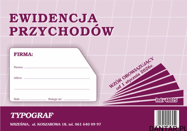 Druk Ewidencja przychodów 48025 Typograf a1/5