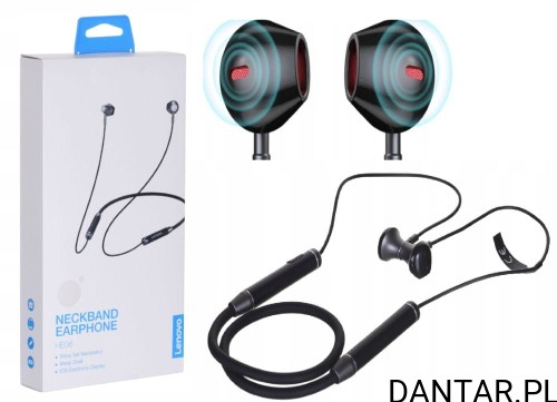 Słuchawki bezprzewodowe bluetooth z mikrofonem Lenovo HE06 czarne