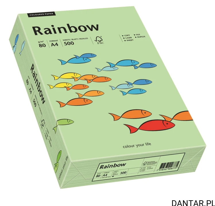 Papier ksero A4 80g przygaszona zieleń Rainbow R75 a500/5