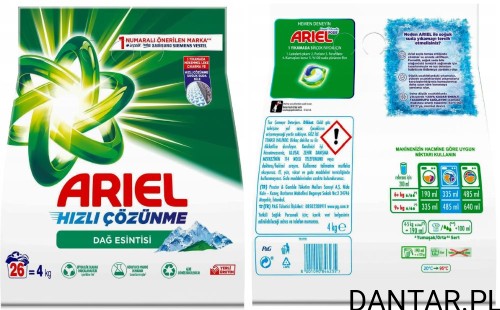 Proszek do prania 4kg Ariel do białego koloru.