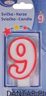 Świeca 9 cyfra z podstawką 37009 a1/12
