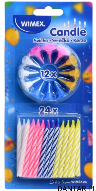 Świeczki urodzinowe z podstawką 60mm  a24/24 37100