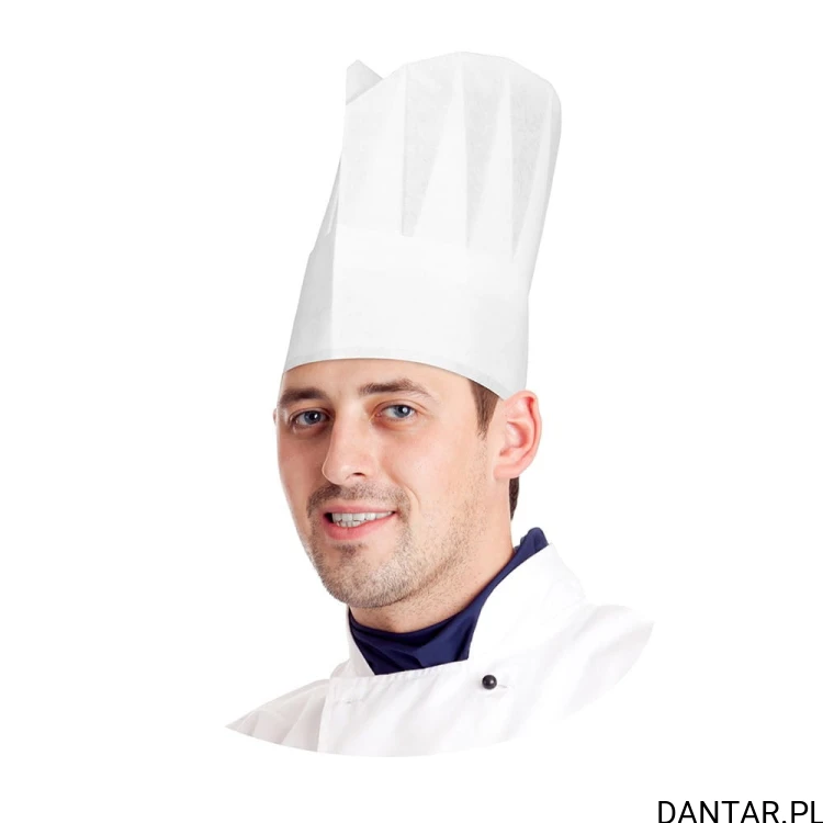 Czapka kucharska papierowa 56-62 x23 a10 68220