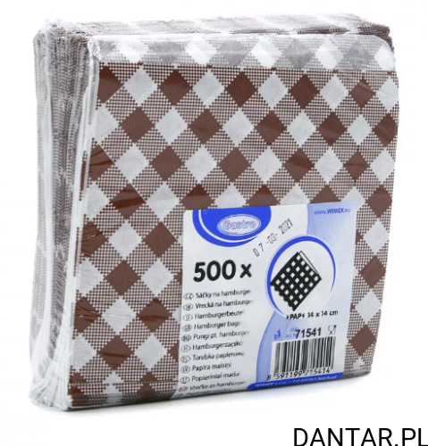 Torebka papierowa koperta hamburger/kebab karo 14x14cm a500 71541
