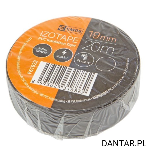 Taśma izolacyjna PCV 19x20 czarna Emos a1/10