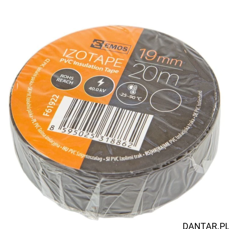 Taśma izolacyjna PCV 19x20 czarna Emos a1/10