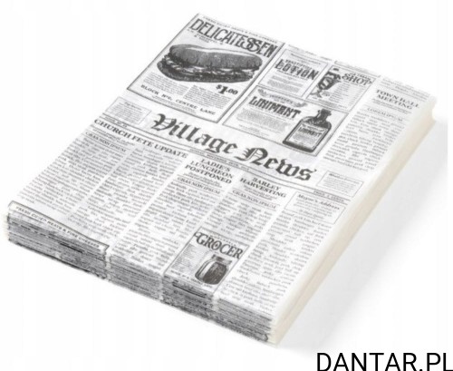 Papier do żywności pergaminowy z nadrukiem gazety 20x25cm Hendi a500