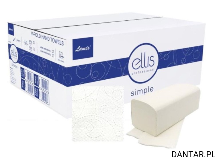 Ręczniki ZZ papierowe składane białe a3000 celuloza 2-w Ellis  a20/36 2837