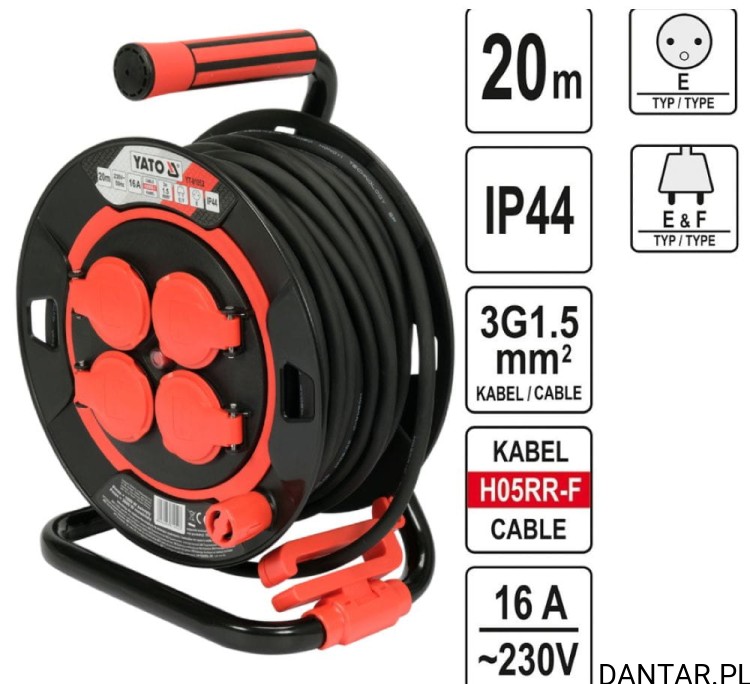 Przedłużacz bębnowy 20m Yato YT-81052