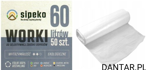 Worki 60l na śmieci białe HD Sipeko a30/40