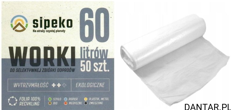Worki 60l na śmieci białe HD Sipeko a30/40
