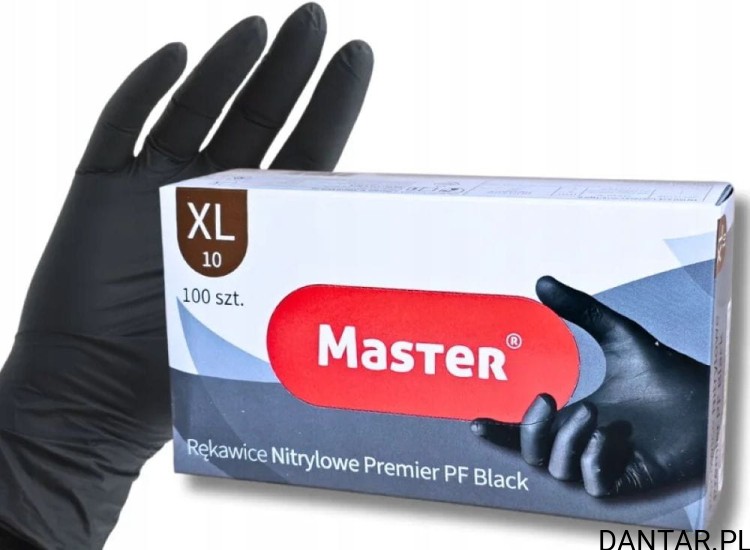 Rękawice nitrylowe XL czarne Premier PF black Master a100/10