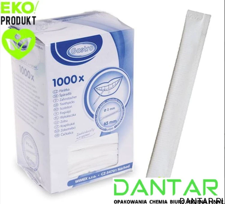 Wykałaczka drewniana hig. opakowana w papierku a1000/50 66710