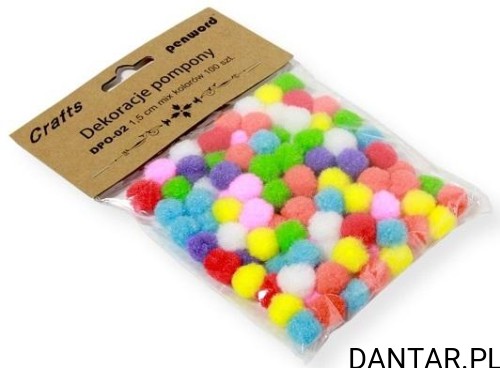 Dekoracje pompony 1,5cm mix kolorów a100