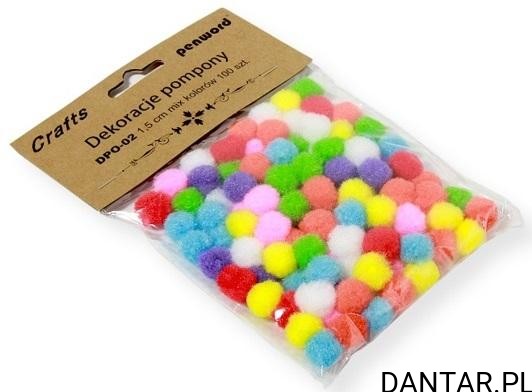 Dekoracje pompony 1,5cm mix kolorów a100