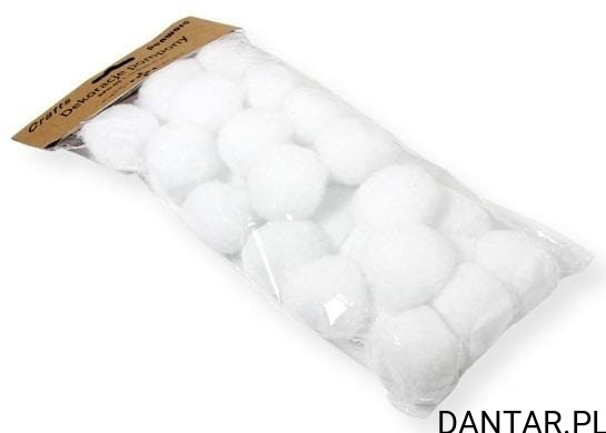 Dekoracje pompony 5cm białe a30