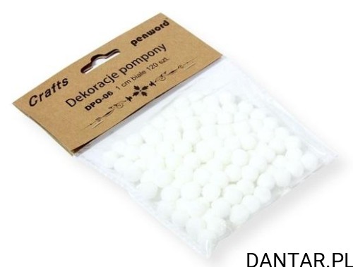 Pompony dekoracje białe 1cm a120
