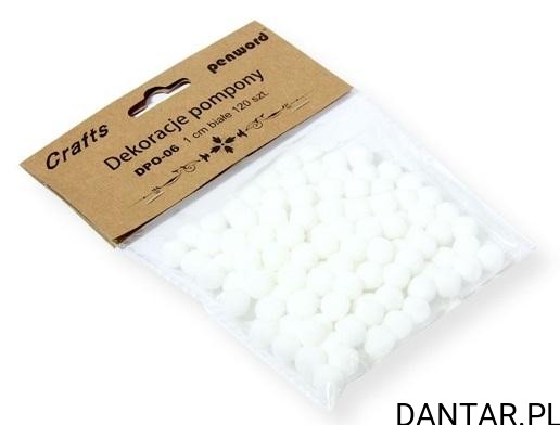 Pompony dekoracje białe 1cm a120