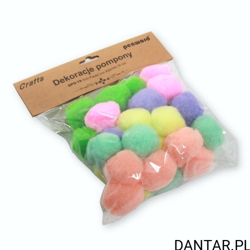 Pompony dekoracje pastel mix 5cm a30
