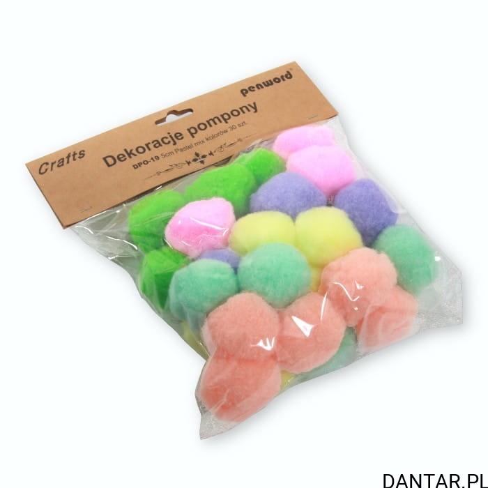 Pompony dekoracje pastel mix 5cm a30